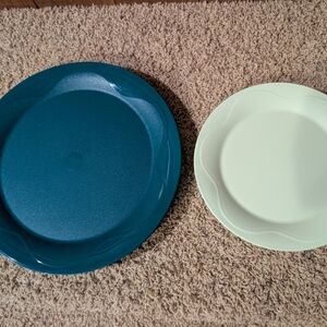 Elegant Teal and Cream Dinner Plate Set